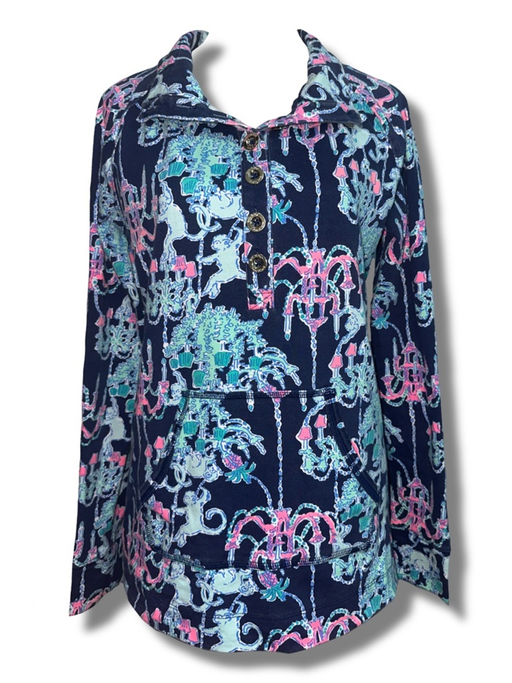 Lilly Pulitzer Captain Popover Sweater in “Monkey Trouble” Print
